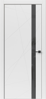 Дверь Геометрия Белый ПВХ чёрное стекло. Чёрная ABS кромка.