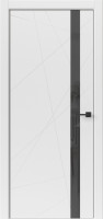 Дверь Геометрия Белый ПВХ чёрное стекло. Чёрная ABS кромка.