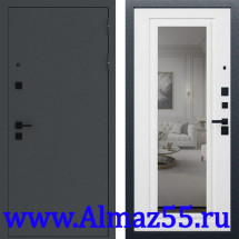 Входная дверь Алмаз-11 Зеркало | Графитовый серый